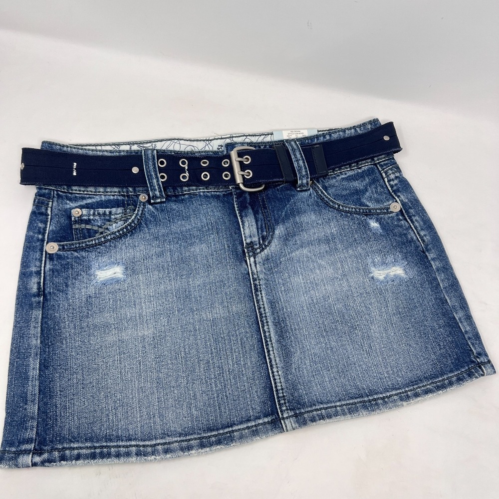 So Wear It Declare It Denim Stretch Mini Skirt With‎ Belt Size 7 NWT